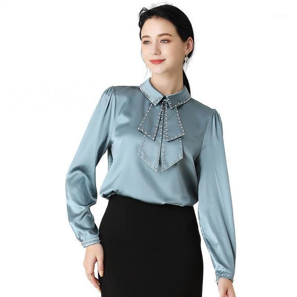 spring autumn long sleeve blouse sequined bow mulberry silk shirt women's blouses & shirts, White
spring autumn long sleeve blouse sequined bow mulberry silk shirt women's blouses & shirts, White