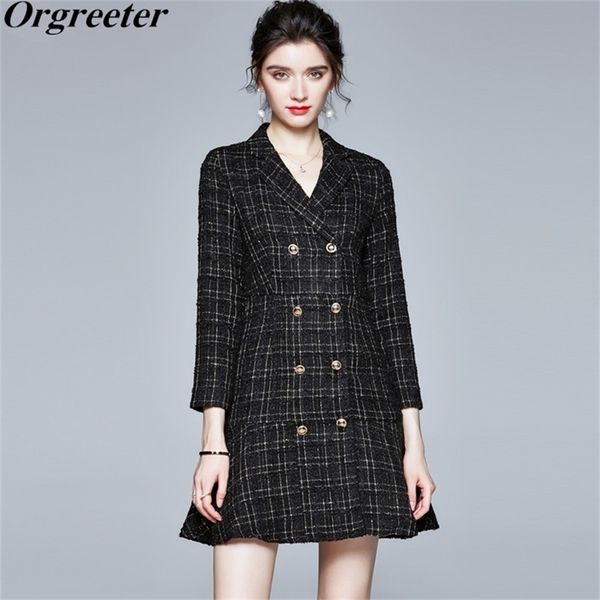 retro tweed plaid jacket dress female fall winter temperament double-breasted notched collar mermaid mini woolen 210602, Black;gray
retro tweed plaid jacket dress female fall winter temperament double-breasted notched collar mermaid mini woolen 210602, Black;gray