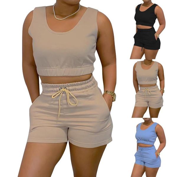 women's tracksuits shorts set women summer solid color tank drawstring casual suit ladies fashion sports short pants szorty zestawy, Gray
women's tracksuits shorts set women summer solid color tank drawstring casual suit ladies fashion sports short pants szorty zestawy, Gray