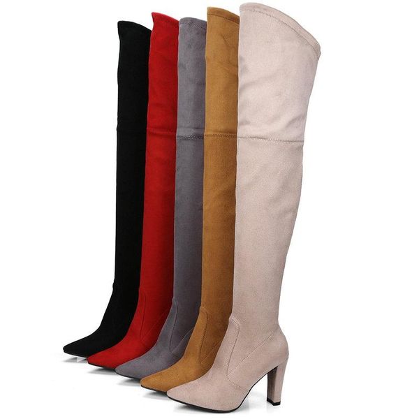 boots style lady elastic thigh autumn winter fashion color matching female comfortable flock thick heel zipper women's shoes, Black
boots style lady elastic thigh autumn winter fashion color matching female comfortable flock thick heel zipper women's shoes, Black