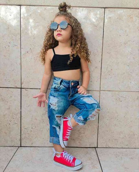 kids baby girls fashion 2 piece outfit sleeveless solid color vest and ripped jeans set 1 6years, White
kids baby girls fashion 2 piece outfit sleeveless solid color vest and ripped jeans set 1 6years, White