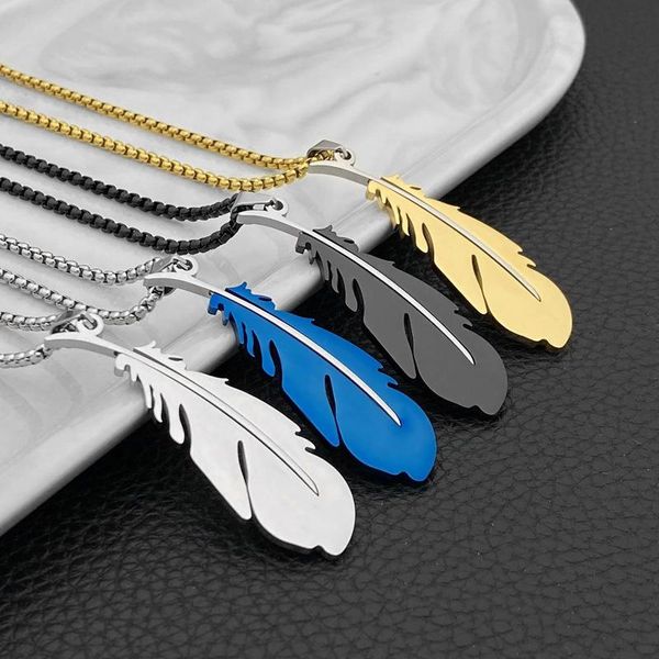 pendant necklaces fashion classic titanium steel feather necklace colorful couple jewelry, Silver
pendant necklaces fashion classic titanium steel feather necklace colorful couple jewelry, Silver