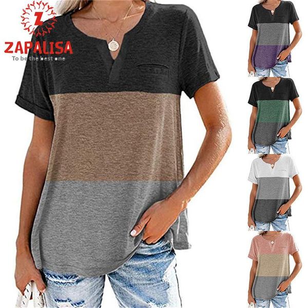 fashion woemn summer casual loose t-shirts color matching design pocket decor v-neck short sleeve pullovers for streetwear women's t-sh, White
fashion woemn summer casual loose t-shirts color matching design pocket decor v-neck short sleeve pullovers for streetwear women's t-sh, White