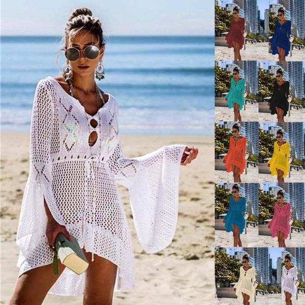 irregular deep v flare sleeve hollowed-out woven beach smocks dress bikini blouse women's swimwear, White;black
irregular deep v flare sleeve hollowed-out woven beach smocks dress bikini blouse women's swimwear, White;black