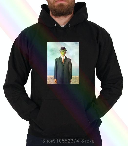 the son of man men's hoodie by rene magritte mens gym clothing, White;black