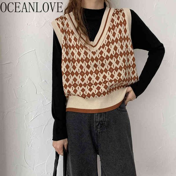 v neck print all match woman sweaters vintage korean autumn winter vests knit wear loose pull femme 19091 210415, Black;white
v neck print all match woman sweaters vintage korean autumn winter vests knit wear loose pull femme 19091 210415, Black;white