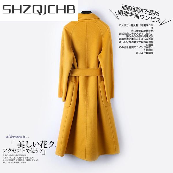 women's wool & blends shzq winter natural jacket women clothes 2021 both sided woolen coat female autumn slim long overcoat + belt 1978, Black
women's wool & blends shzq winter natural jacket women clothes 2021 both sided woolen coat female autumn slim long overcoat + belt 1978, Black