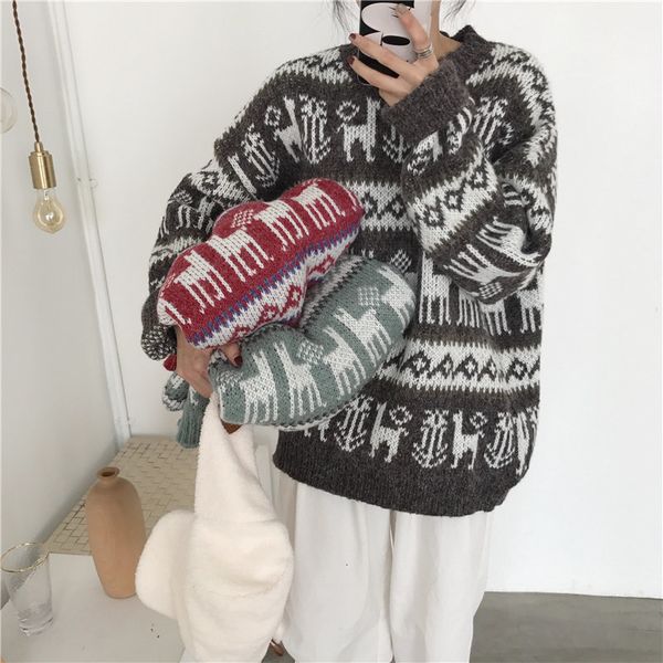 sweaters christmas deer knitting chic brief thicken jumpers warm all-match soft women pullovers knitted basic sweaters, White;black
sweaters christmas deer knitting chic brief thicken jumpers warm all-match soft women pullovers knitted basic sweaters, White;black