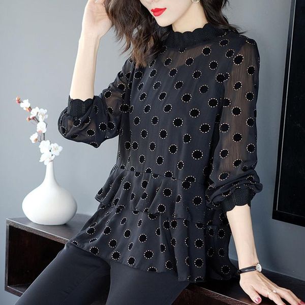 women's spring autumn chiffon blouse shirt ruffles sequined polka dot o-neck long sleeve elegant korean dd8424 blouses & shirts, White
women's spring autumn chiffon blouse shirt ruffles sequined polka dot o-neck long sleeve elegant korean dd8424 blouses & shirts, White