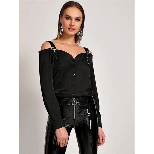 women's blouses & shirts neatie kiddie black slash neck shirt for women long sleeve single breasted blouse female off shoulder clot, White 
women's blouses & shirts neatie kiddie black slash neck shirt for women long sleeve single breasted blouse female off shoulder clot, White