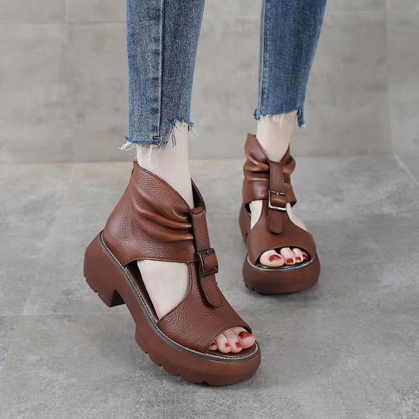 yiluan genuine leather roman sandals women flat bottom 2021 summer platform retro folk style thick-soled fish mouth shoes dress, Black
yiluan genuine leather roman sandals women flat bottom 2021 summer platform retro folk style thick-soled fish mouth shoes dress, Black