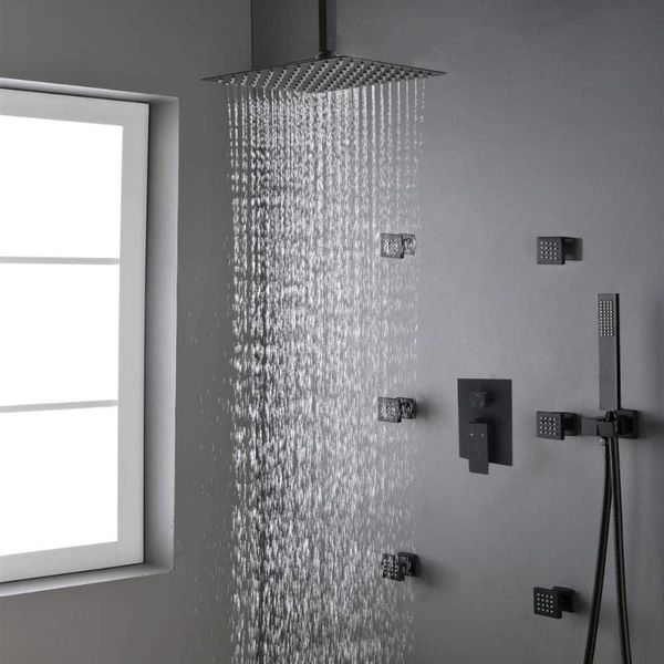 bathroom luxury matte black 12 inch ceiling rainfall shower system with 6 pcs body spray jet mixer set sets
bathroom luxury matte black 12 inch ceiling rainfall shower system with 6 pcs body spray jet mixer set sets