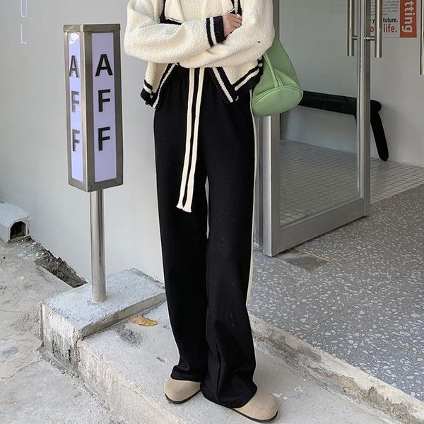 women's pants & capris side stitching thickened black knitted autumn and winter high waist thin wide leg casual, Black;white
women's pants & capris side stitching thickened black knitted autumn and winter high waist thin wide leg casual, Black;white