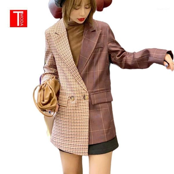 vintage patchwork plaid irregular blazer coat women 2021 fashion notched collar long sleeve female outerwear chic women's suits & blaz, White;black
vintage patchwork plaid irregular blazer coat women 2021 fashion notched collar long sleeve female outerwear chic women's suits & blaz, White;black
