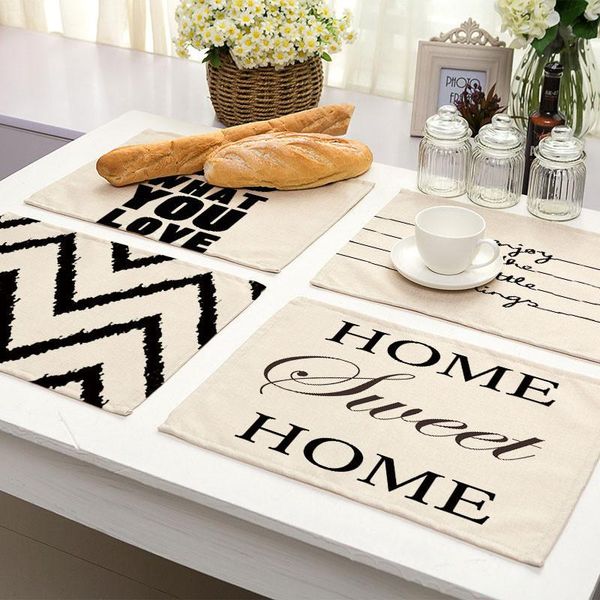 mats & pads 1pcs geometric letter pattern placemat dining table drink coasters cotton linen 42*32cm kitchen accessories 2021
mats & pads 1pcs geometric letter pattern placemat dining table drink coasters cotton linen 42*32cm kitchen accessories 2021