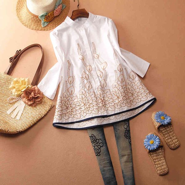 shirt women's new spring and autumn fashion wild casual ladies blouses and embroidery cotton women clothing 210421, White
shirt women's new spring and autumn fashion wild casual ladies blouses and embroidery cotton women clothing 210421, White