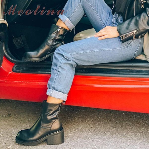 boots meotina ankle women genuine leather platform high heel zip thick heels short female shoes autumn winter, Black
boots meotina ankle women genuine leather platform high heel zip thick heels short female shoes autumn winter, Black