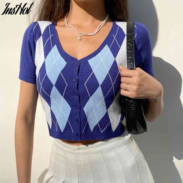 plaid knit buttoned cardigan women y2k vintage v neck knitted clothes aesthetic short sleeve crop t shirt 210514, White
plaid knit buttoned cardigan women y2k vintage v neck knitted clothes aesthetic short sleeve crop t shirt 210514, White
