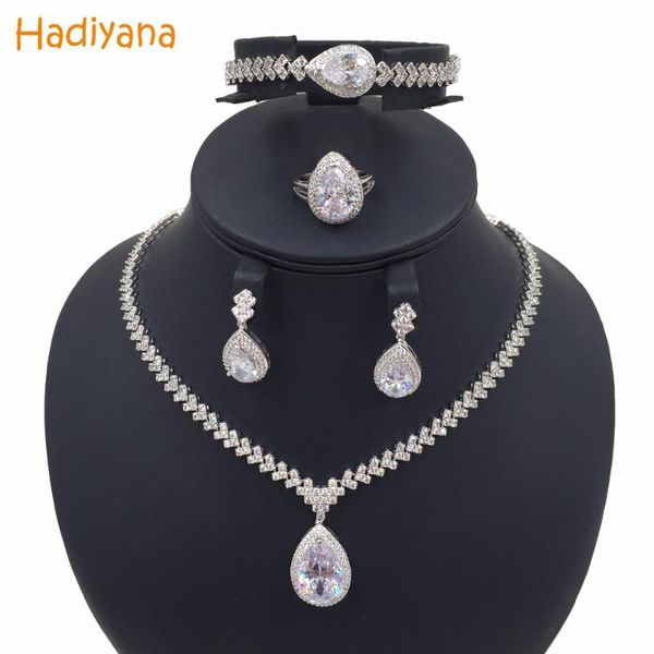 earrings & necklace elegant cubic zircon 4pcs bridal sets jewelry for women sale fashion wedding sliver gold set cn013 hadiyana, Silver
earrings & necklace elegant cubic zircon 4pcs bridal sets jewelry for women sale fashion wedding sliver gold set cn013 hadiyana, Silver