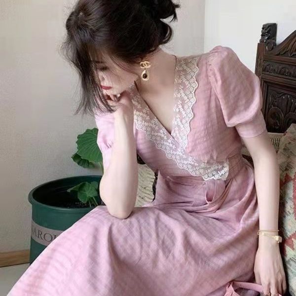 luxury casual dresses 2021 summer lace collar blue pink elegant two-color dark stripe drs, Black;gray
luxury casual dresses 2021 summer lace collar blue pink elegant two-color dark stripe drs, Black;gray