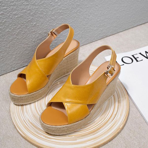 women's genuine leather wedge platform sandals open toe cross strap high heel pumps quality leisure female footwear shoes, Black
women's genuine leather wedge platform sandals open toe cross strap high heel pumps quality leisure female footwear shoes, Black