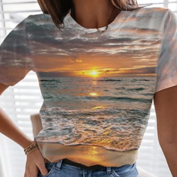 women's t-shirt 2021 summer women fashion 3d ocean landscape printing t shirts short sleeve pullover wild, White
women's t-shirt 2021 summer women fashion 3d ocean landscape printing t shirts short sleeve pullover wild, White