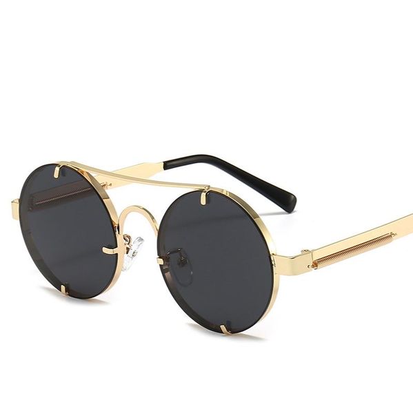 sunglasses goggle uv400 punk steam for men women spring legs round metal sun glasses 2022 fashion designer, White;black
sunglasses goggle uv400 punk steam for men women spring legs round metal sun glasses 2022 fashion designer, White;black