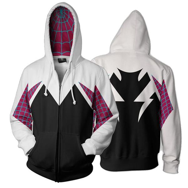 men's hoodies & sweatshirts hooded halloween 3d printed spider gwen stacy streetwear casual zip up sweatshirt costume coat, Black
men's hoodies & sweatshirts hooded halloween 3d printed spider gwen stacy streetwear casual zip up sweatshirt costume coat, Black