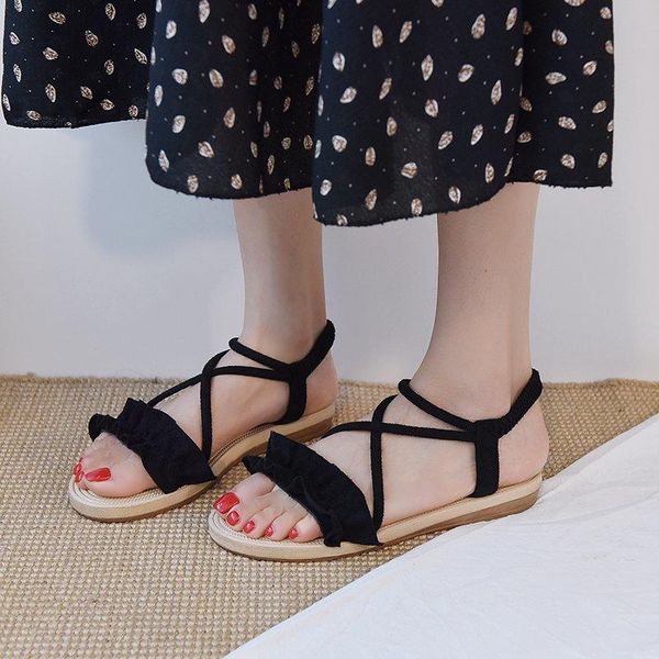 summer women's shoes sandals elastic flat solid casual 2021 strappy gladiator beach ladies flip flops, Black
summer women's shoes sandals elastic flat solid casual 2021 strappy gladiator beach ladies flip flops, Black