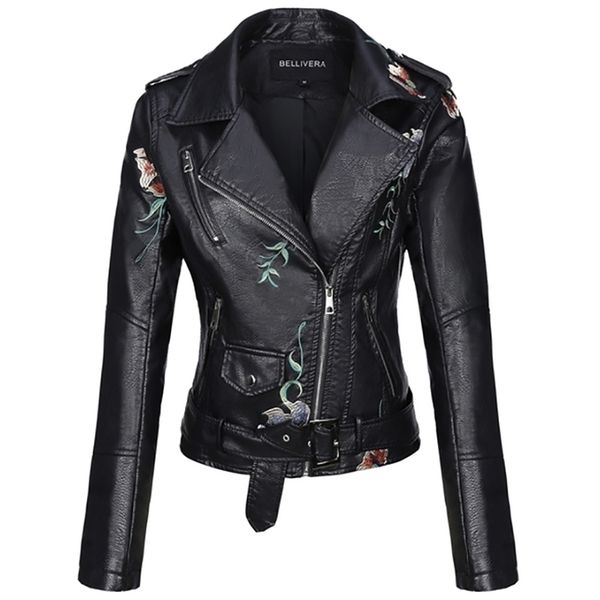 giolshon autumn flowers embroidery pu leather jacket women slim turn-down collar outerwear zipper motorcycle coats clothes 211215, Black
giolshon autumn flowers embroidery pu leather jacket women slim turn-down collar outerwear zipper motorcycle coats clothes 211215, Black