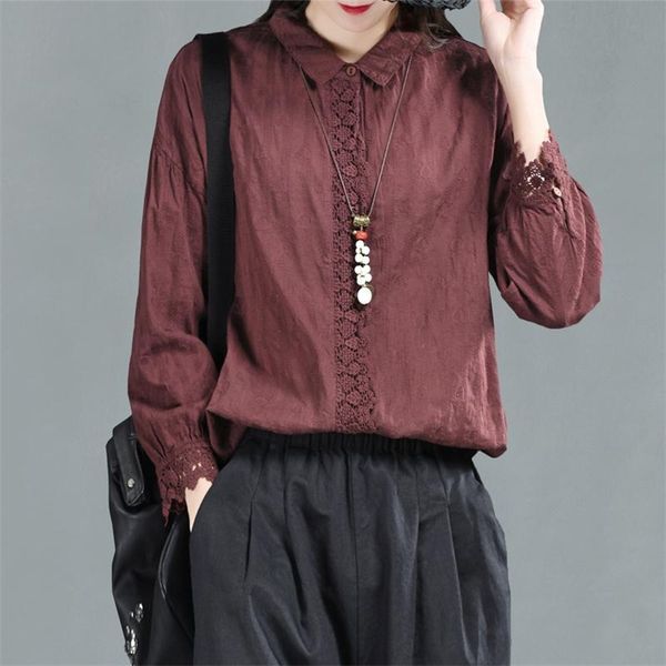spring arts style women long sleeve patchwork lace cotton linen shirts all-matched casual loose blouse ladies s652 210512, White
spring arts style women long sleeve patchwork lace cotton linen shirts all-matched casual loose blouse ladies s652 210512, White