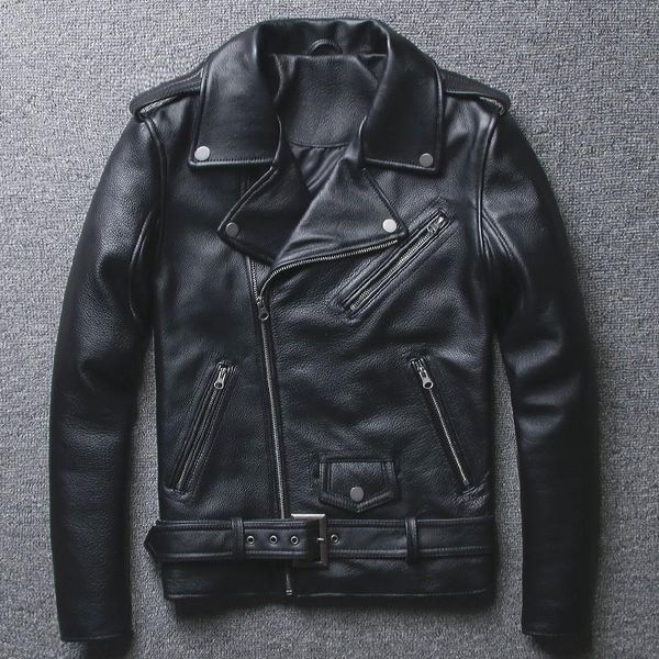 genuine cow motorcycle leather jacket men sashes double-layer biker diagonal zipper punk fashion short real coat men's & faux, Black
genuine cow motorcycle leather jacket men sashes double-layer biker diagonal zipper punk fashion short real coat men's & faux, Black