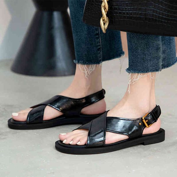 sandals genuine women's flat sandals cow hide back belt female-style gladiator closure will see casual hand-made shoes oqei, Black
sandals genuine women's flat sandals cow hide back belt female-style gladiator closure will see casual hand-made shoes oqei, Black