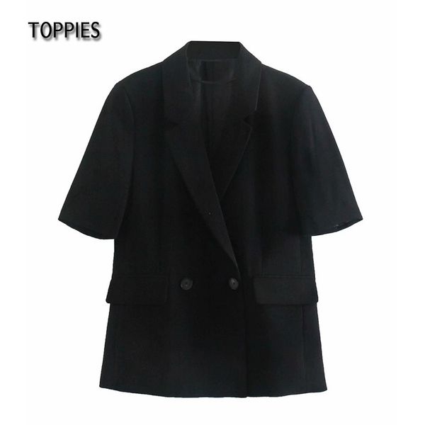 ies summer short sleeve blazer black suit jacket double breasted black blazer notch collar 210412, White;black
ies summer short sleeve blazer black suit jacket double breasted black blazer notch collar 210412, White;black