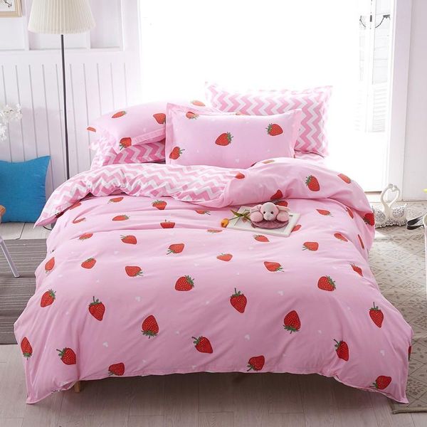 pink strawberry reactive printed bedding set quilt cover with pillowcase skin-friendly us twin children bed duvet sets 
pink strawberry reactive printed bedding set quilt cover with pillowcase skin-friendly us twin children bed duvet sets