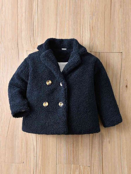baby double breasted lapel teddy coat she, Blue;gray