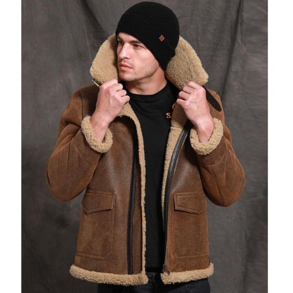 short sani brown slim fur coat real sheepskin shearling casual genuine leather outwear thicken warm winter men's & faux, Black
short sani brown slim fur coat real sheepskin shearling casual genuine leather outwear thicken warm winter men's & faux, Black