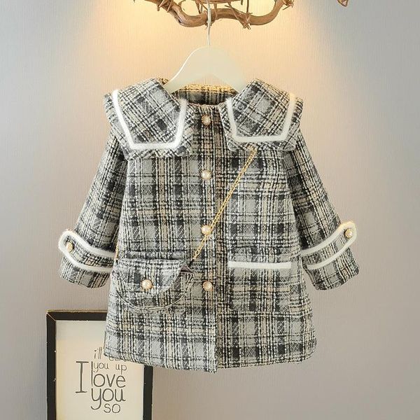 jackets girls autumn and winter woolen coat mid-length thickened long-sleeved plaid fashion western style, Blue;gray
jackets girls autumn and winter woolen coat mid-length thickened long-sleeved plaid fashion western style, Blue;gray