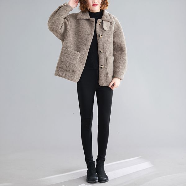 women's wool & blends faux fur coat winter women short lambswool jacket loose coats female fashion plus size thick warm lamb kc3p, Black
women's wool & blends faux fur coat winter women short lambswool jacket loose coats female fashion plus size thick warm lamb kc3p, Black