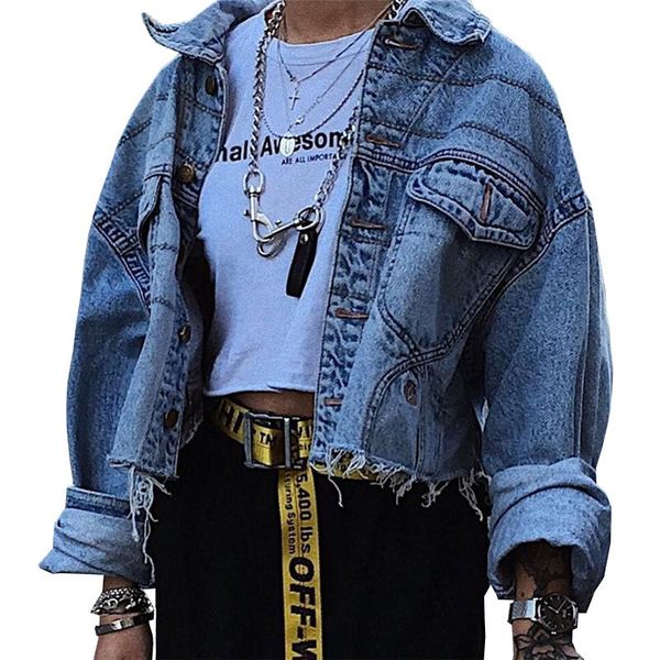 women's jackets 2021 spring autumn fashion european american hip hop wild loose retro old short-sleeved denim jacket female css007, Black;brown
women's jackets 2021 spring autumn fashion european american hip hop wild loose retro old short-sleeved denim jacket female css007, Black;brown