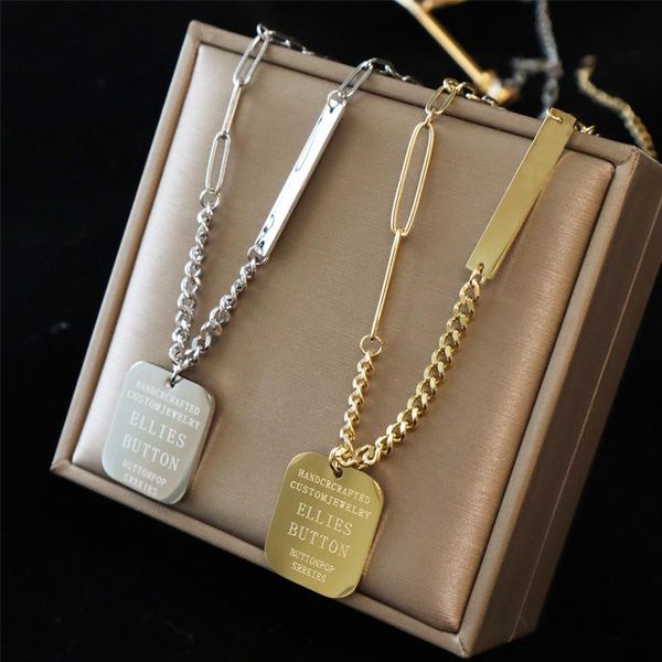pendant necklaces 2021 fashion titanium steel letter long chain necklace for women men jewelry gifts square accessories, Silver
pendant necklaces 2021 fashion titanium steel letter long chain necklace for women men jewelry gifts square accessories, Silver