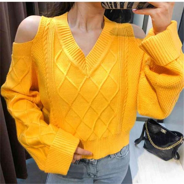 women autumn and winter sweet twist sweater long sleeves elegant strapless v-neck female solid 210427, White;black
women autumn and winter sweet twist sweater long sleeves elegant strapless v-neck female solid 210427, White;black