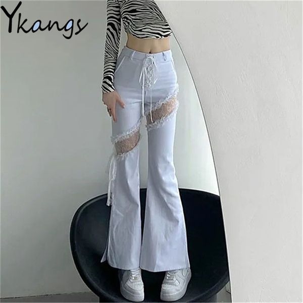 y2k lace stitching hollow out side slit bandage high waist flared jeans slim gothic punk streetwear denim pants harajuku trouser 211111, Blue
y2k lace stitching hollow out side slit bandage high waist flared jeans slim gothic punk streetwear denim pants harajuku trouser 211111, Blue