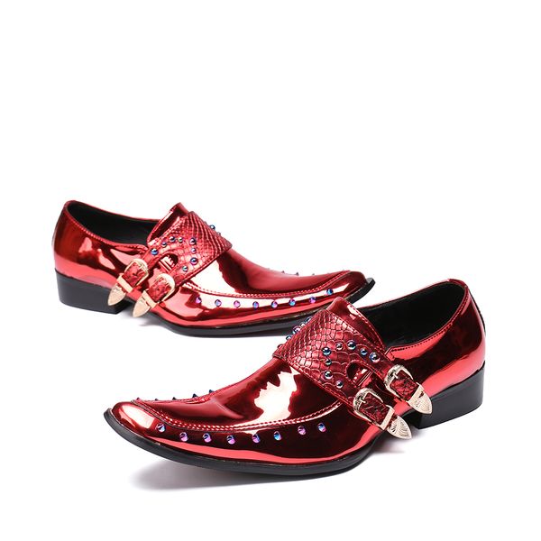 luxury patent leather men oxford shoes square toe multicolor rivets men dress shoes wedding formal brogue shoes zapato de boda, Black
luxury patent leather men oxford shoes square toe multicolor rivets men dress shoes wedding formal brogue shoes zapato de boda, Black
