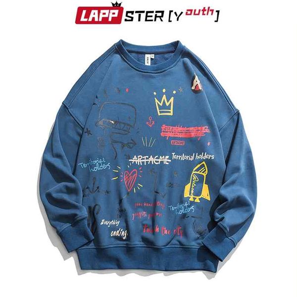 men hip hop streetwear graffiti hoodies pullover male korean oversized sweatshirts harajuku casual clothes 210420, Black 
men hip hop streetwear graffiti hoodies pullover male korean oversized sweatshirts harajuku casual clothes 210420, Black