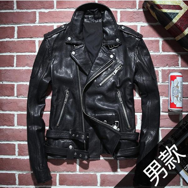 men's leather & faux autumn winter 100% genuine jacket men 2021 chic short motorcycle for sheepskin coat jaqueta masculina gxy1124, Black
men's leather & faux autumn winter 100% genuine jacket men 2021 chic short motorcycle for sheepskin coat jaqueta masculina gxy1124, Black