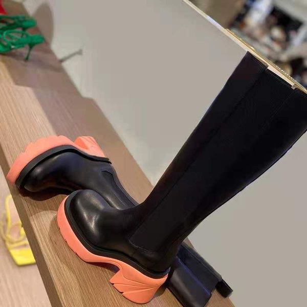 new heel women's knee chelsea gothic spice girls thick bottom high tube fashion boots, Black 
new heel women's knee chelsea gothic spice girls thick bottom high tube fashion boots, Black