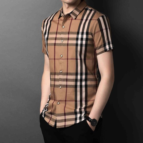 Summer middle aged men's casual short sleeve shirt printed Lapel Plaid white business high grade cotton, White;black
Summer middle aged men's casual short sleeve shirt printed Lapel Plaid white business high grade cotton, White;black