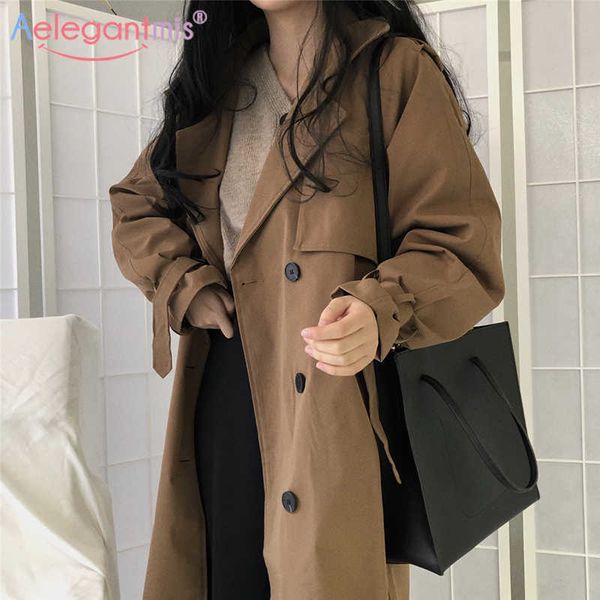 aelegantmis vintage loose trench coat women korean casual long outerwear with belt fashion double breasted windbreaker female ol 210607, Tan;black
aelegantmis vintage loose trench coat women korean casual long outerwear with belt fashion double breasted windbreaker female ol 210607, Tan;black