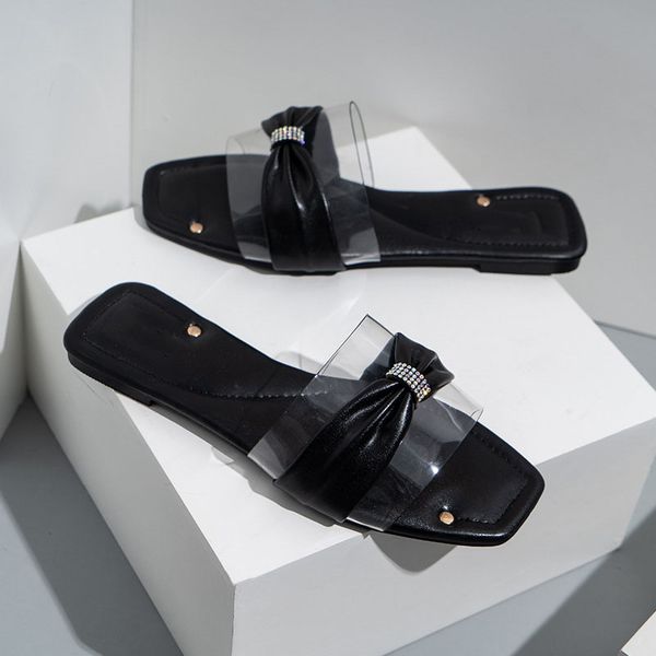 Big Size Women Slippers Square Toe Transparent PVC Ladies Flat Slides Crystal Bling Female Outdoor Beach Flip Flops Woman Shoes, Black
Big Size Women Slippers Square Toe Transparent PVC Ladies Flat Slides Crystal Bling Female Outdoor Beach Flip Flops Woman Shoes, Black